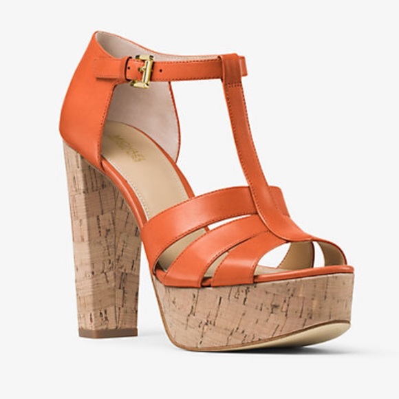 Michael Kors Mercer Coro Platform Leather sandal heels size 7 - Picture 1 of 7